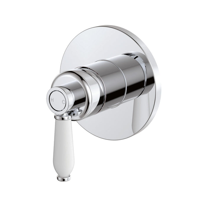 Fienza Eleanor Modern Vintage Chrome Solid Brass With Ceramic Handle Round Wall Mixer