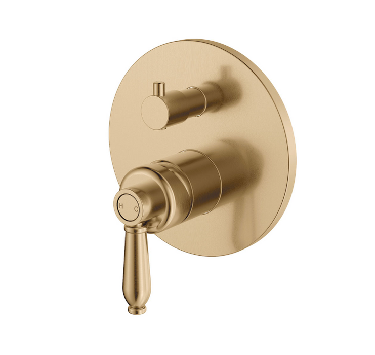 Fienza Eleanor Mordern Vintage Urban Brass Solid Brass Round Wall Diverter Mixer