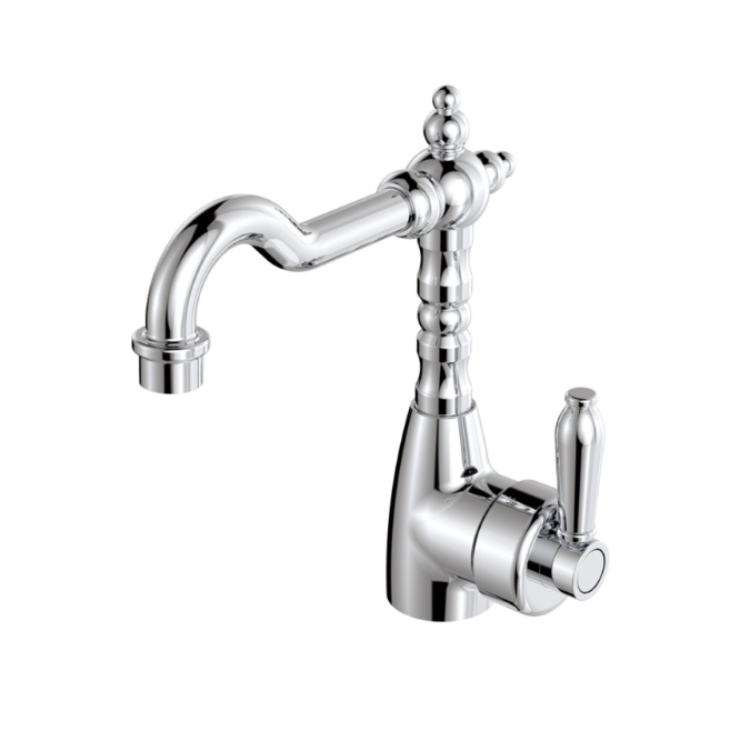 Fienza Eleanor Mordern Vintage Shepherds Chrome Solid Brass Crook Basin Mixer