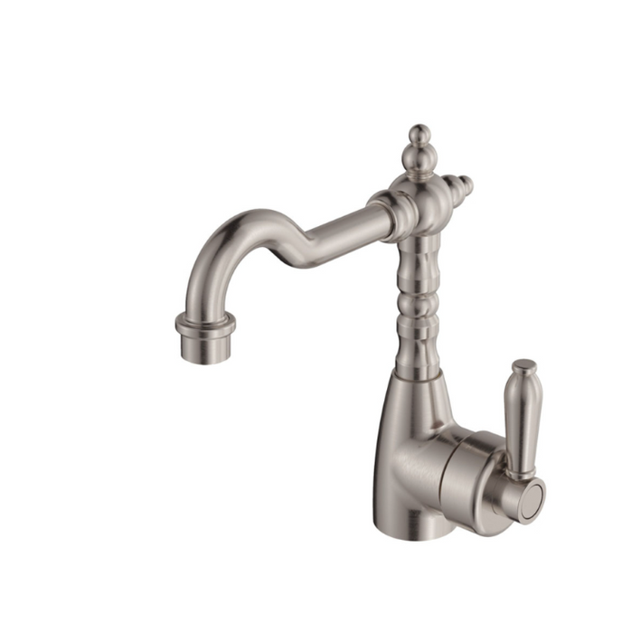 Fienza Eleanor Mordern Vintage Shepherds Brushed Nickel Solid Brass Crook Basin Mixer