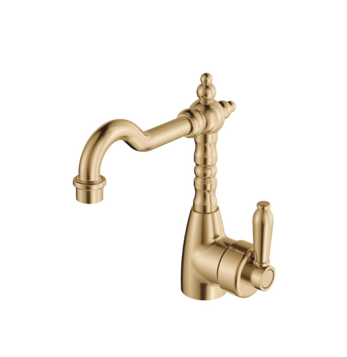 Fienza Eleanor Mordern Vintage Shepherds Urban Brass Solid Brass Crook Basin Mixer