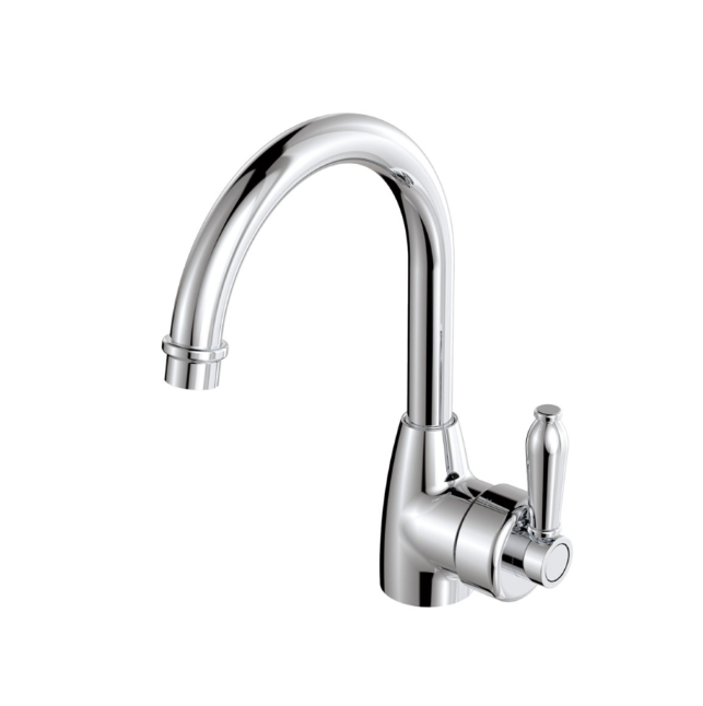 Fienza Eleanor Mordern Vintage Chrome Solid Brass Gooseneck Basin Mixer