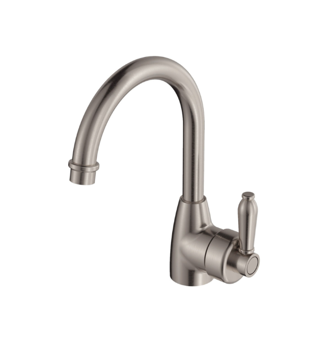 Fienza Eleanor Mordern Vintage Brushed Nickel Solid Brass Gooseneck Basin Mixer
