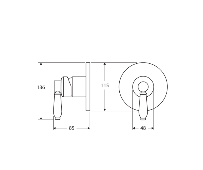 Fienza Eleanor Modern Vintage Urban Brass Solid Brass Round Wall Mixer