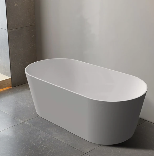 1500/1700*800*600mm ABS Mia Riva-Slim Matt White Oval Acrylic Freestanding Bathtub - HD reno