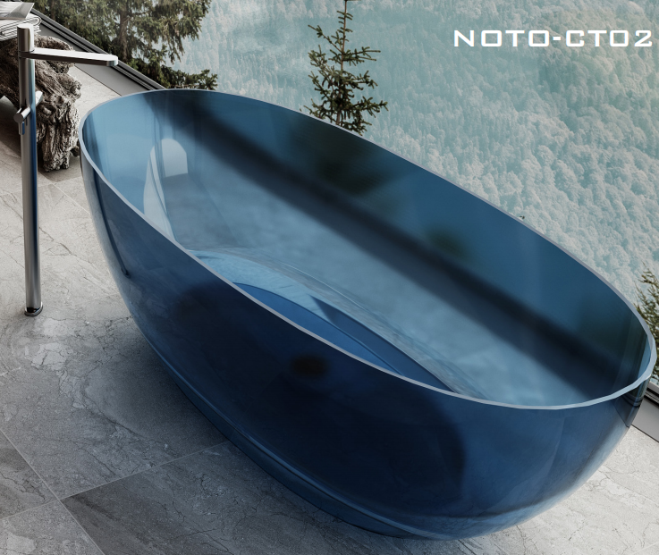 1500/1700*820/720*550mm ABS Riva Noto Oval Glass Transparent Freestanding Bath Tub - HD reno