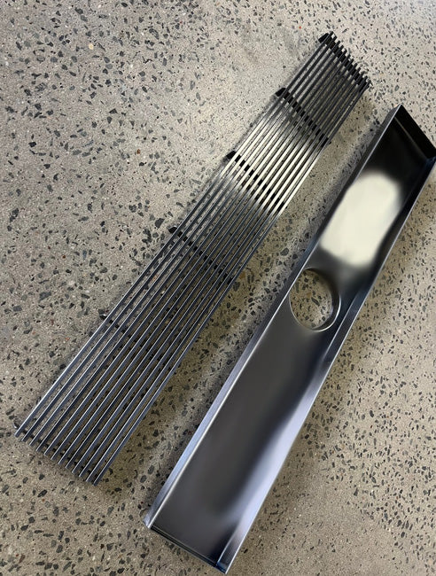 600-1800*100mm Somer Gun Metal Linear Grill Floor Waste Grill Drain (80mm Outlet)