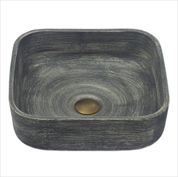 390*390*140mm Grey Porcelain Square Above Counter Art Basin
