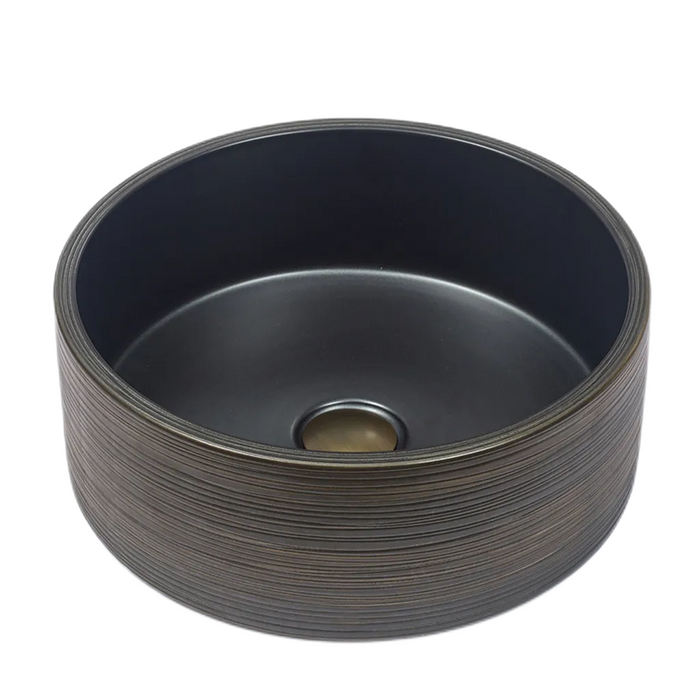 410*410*150mm Stripe Pattern Interior Porcelain Round Above Counter Art Basin