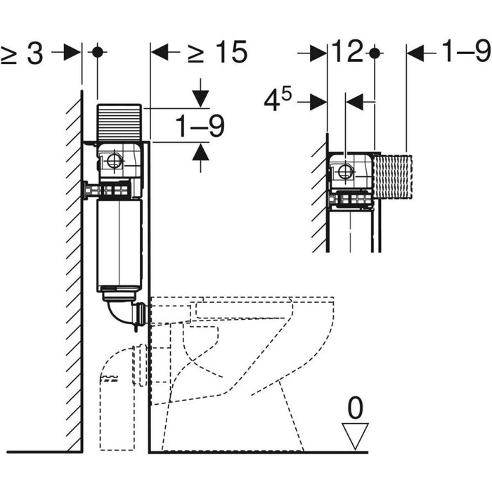 Geberit Alpha 12cm Dual Flush In-wall Cistern 82cm Installation Height For Wall Faced(Floor)  Pan