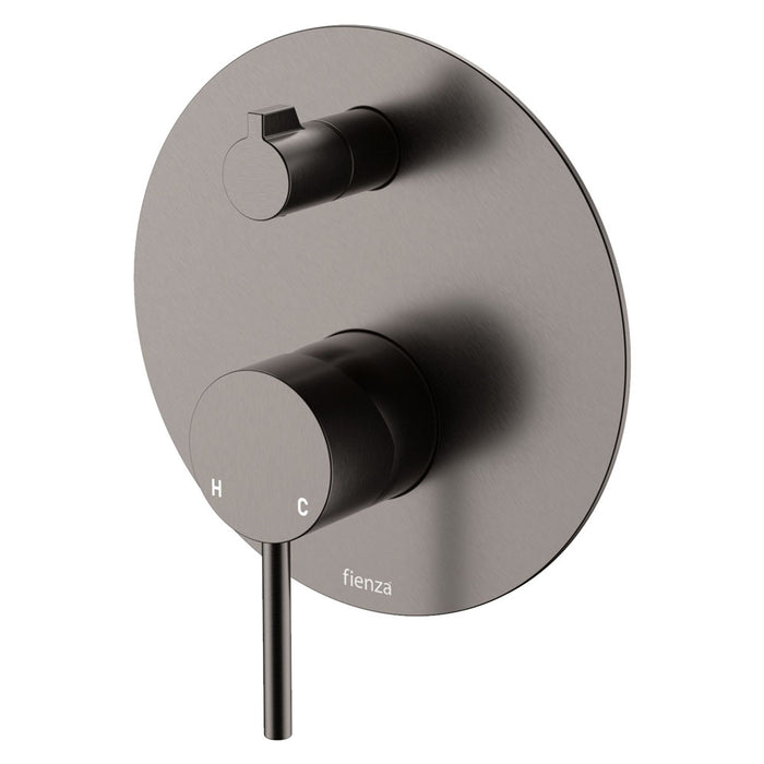 100mm Fienza Kaya Chrome/Matt White/Matt Black/Brushed Nickel/Gun Metal/Urban Brass/Brushed Copper Solid Brass Large Round Plate Wall Diverter Mixer