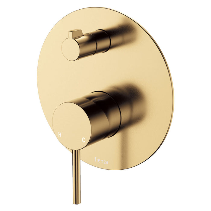 100mm Fienza Kaya Chrome/Matt White/Matt Black/Brushed Nickel/Gun Metal/Urban Brass/Brushed Copper Solid Brass Large Round Plate Wall Diverter Mixer