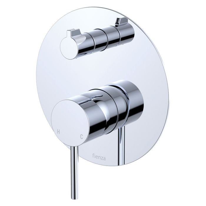 100mm Fienza Kaya Chrome/Matt White/Matt Black/Brushed Nickel/Gun Metal/Urban Brass/Brushed Copper Solid Brass Large Round Plate Wall Diverter Mixer