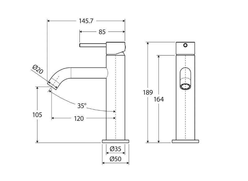 Fienza Kaya Chrome/Matt White/Matt Black/Brushed Nickel/Gun Metal/Urban Brass/Brushed Copper Solid Brass Round Basin Mixer