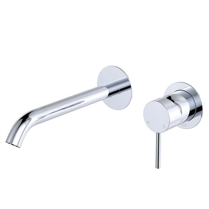 200mm Outlet Fienza Kaya Chrome/Matt White/Matt Black/Brushed Nickel/Gun Metal/Urban Brass/Brushed Copper Solid Brass Round Plates Basin/Bath Wall Mixer Set