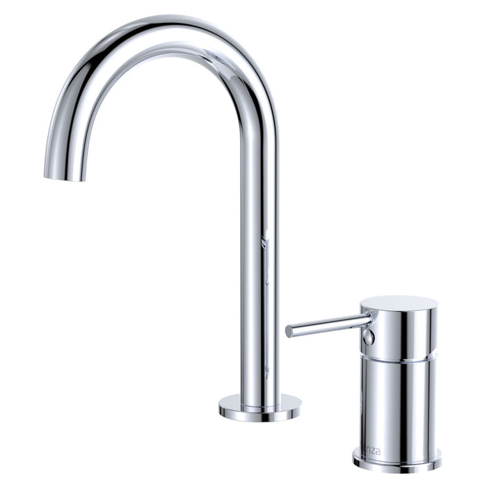 Fienza Kaya Chrome/Matt Black Solid Brass Round Basin/Bath Hob Mixer Set