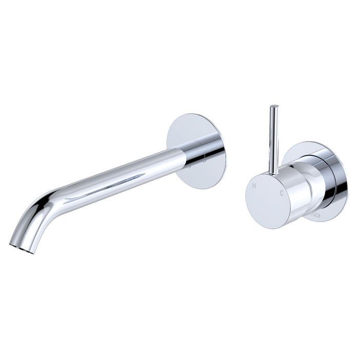 200mm Outlet Fienza Kaya Chrome/Matt White/Matt Black/Brushed Nickel/Gun Metal/Urban Brass Solid Brass Round Plates Up Basin/Bath Wall Mixer Set
