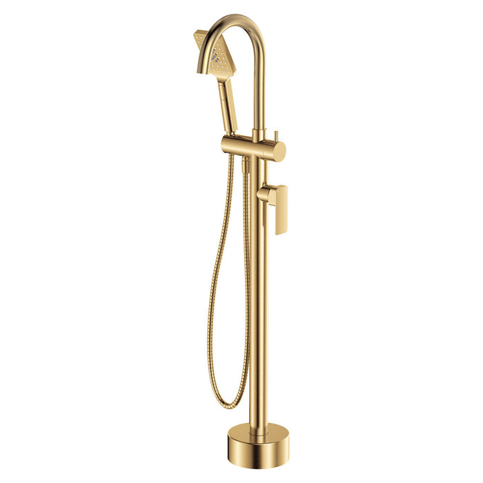 Fienza Tono Urban Brass Solid Brass With Square Hand Shower Swivel Floor Mounted Bath Mixer