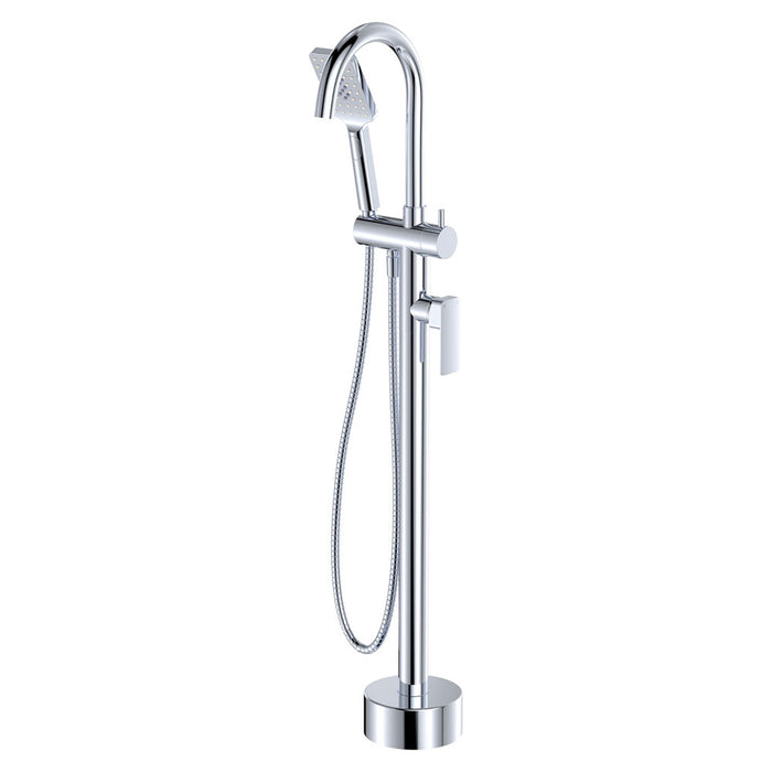 Fienza Tono Chrome Solid Brass With Square Hand Shower Swivel Floor Mounted Bath Mixer