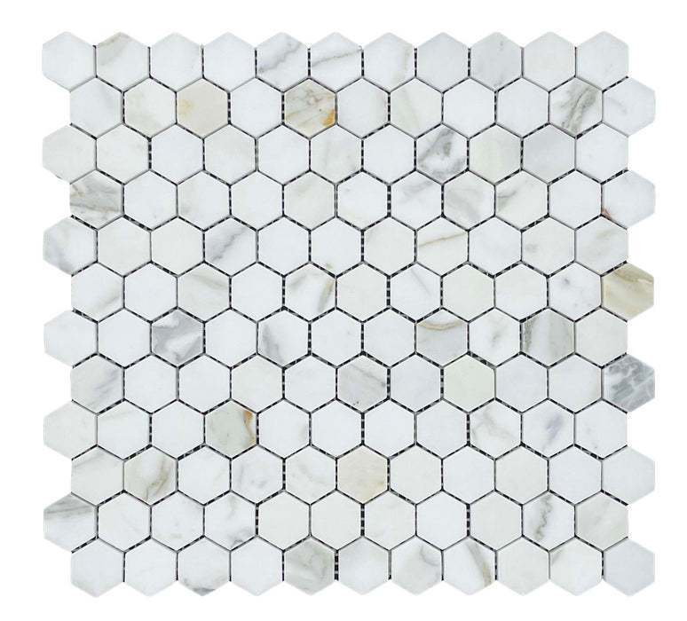 25HEXCALH Hexagon Calacatta Gold Honed