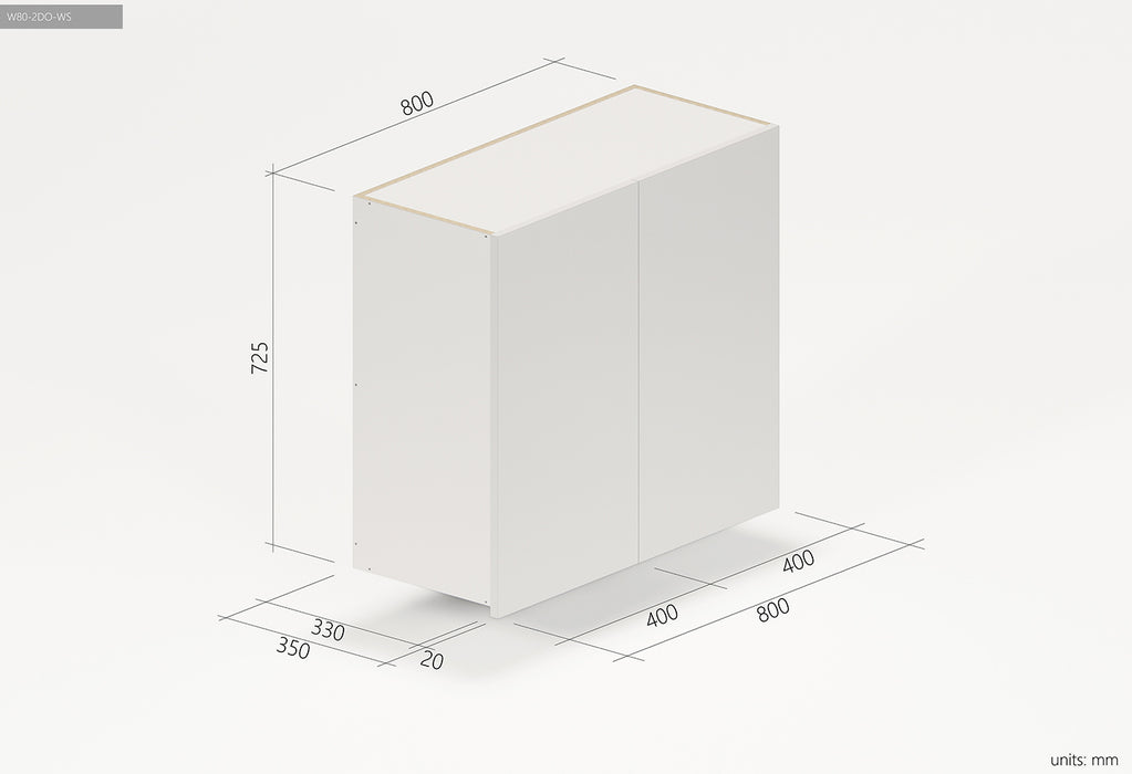 800*350*745mm Satin White Wall Kitchen Cabinet