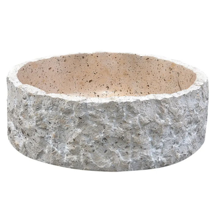 420*420*140mm Creamy Marble Stone Round Above Counter Art Basin