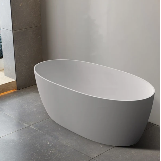 1500/1700*800*600mm ABS Delta Riva-Slim Matt White Oval Acrylic Freestanding Bathtub - HD reno