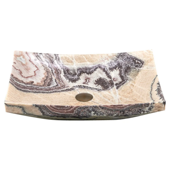 550*380*140mm Purple Onyx Stone Special Shape Above Counter Art Basin