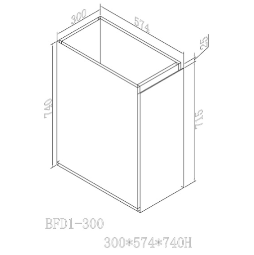 300-500*574*740mm White Poly Finish 1 Door Floor Cabinet Finger Pull Pencil Ddge