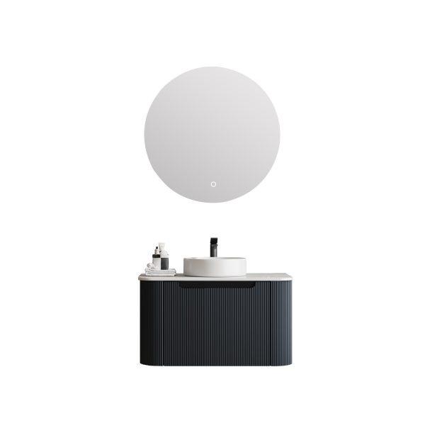 600-1500*460*400mm MER Rome Matt Black Fluted Wall-Hung Vanity