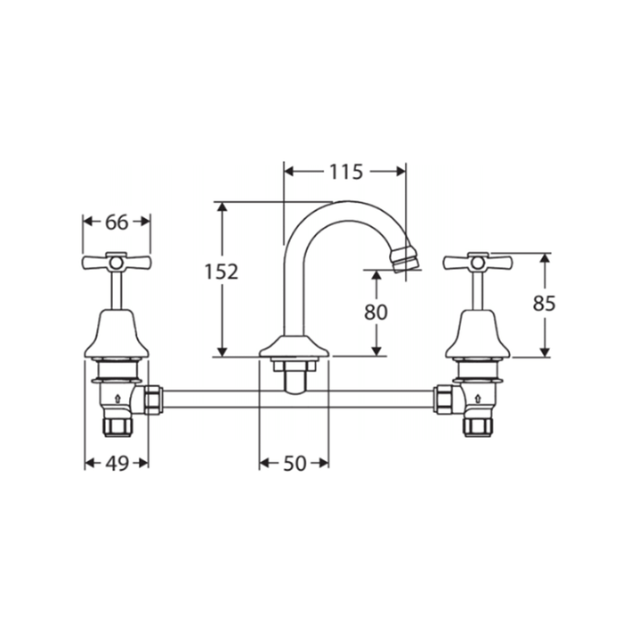 Fienza Houston Chrome Solid Brass Jumper Valve Three-piece Basin Set