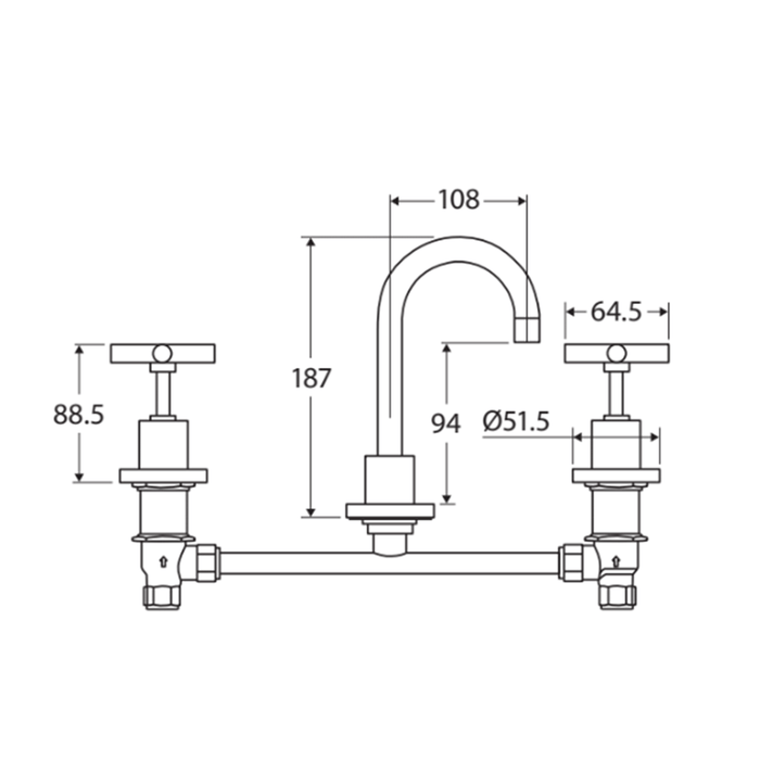 Fienza Michelle Chrome Solid Brass Three-piece Basin Set