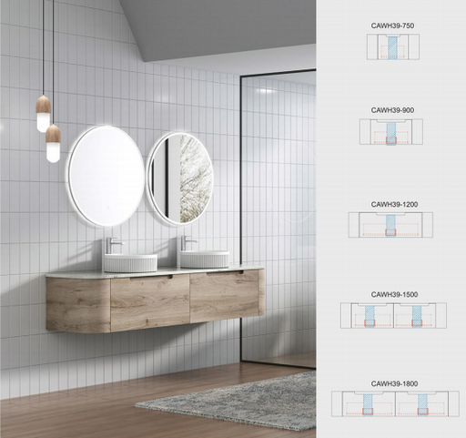 750-1800*460*350mm Aulic Hamilton Plywood Wall Hung Curving Vanity and German Accessories - HD reno