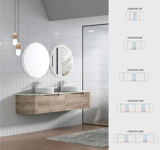 750-1800*460*350mm Aulic Hamilton Plywood Wall Hung Curving Vanity and German Accessories - HD reno