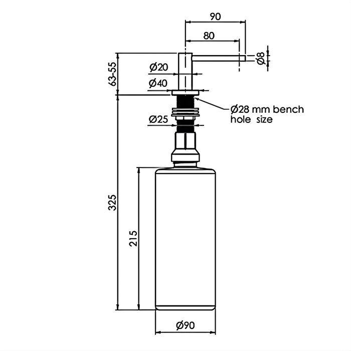 In Basin/Vanity Lavatory Mounted Soap Dispenser