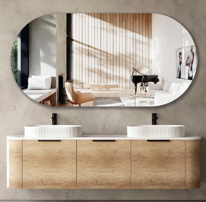 1800mm Bondi Natural Oak Wall Hung Vanity and Tall Boy and Shaving Cabinet