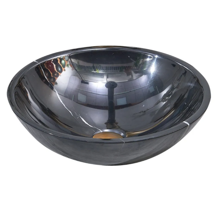 420*420*140mm Black Stone Round Above Counter Art Basin