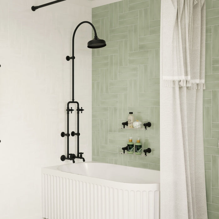FIE Lillian Urban Brass/Matte Black/Brushed Nickel/Chrome Exposed Rail Shower and Bath Set