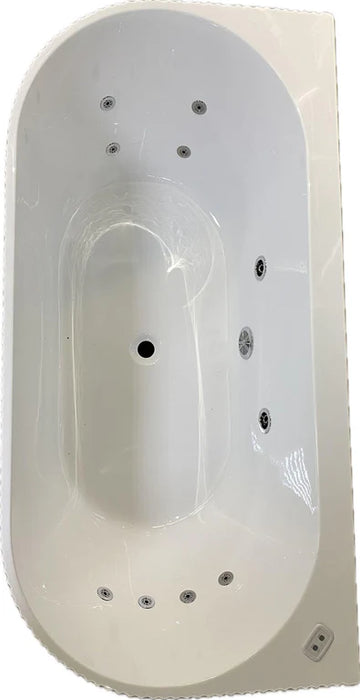 1500-1700*750mm Broadway Mallorca Fluted 10 Jets Matt White/Gloss White/Matt Black Back To Wall Spa Bathtub