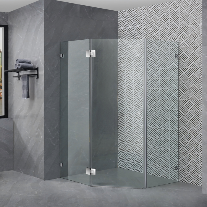 800-1200*2000mm 10mm Thickness Covey Diamond Frameless Pivot Door Chrome Fitting Shower Screens - HD reno