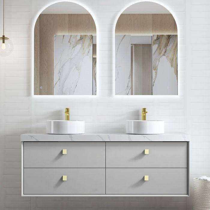 1500*460*550mm Boston Light Grey High Moisture Resistant Plywood/Polyurethane Wall Hung Vanity - HD reno