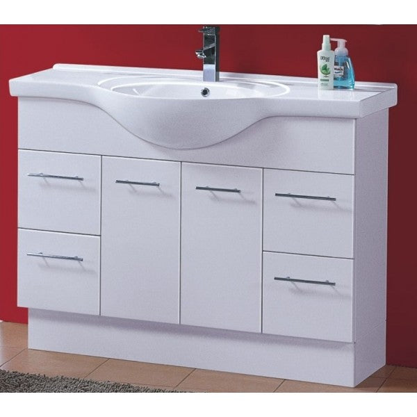 450-1200mm ROMA Semi-recessed White China Top With T Bar Handle Freestanding Bathroom Vanity