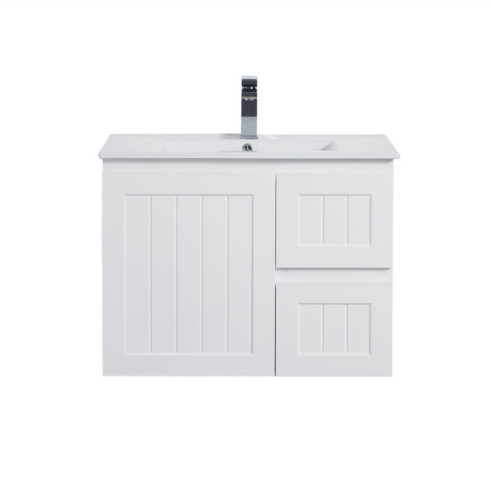 600-750*460mm Acacia Matte White Bathroom Vanity Wall Hung Left/Right Drawers Cabinet Only and Ceramic/Stone Top Available - HD reno