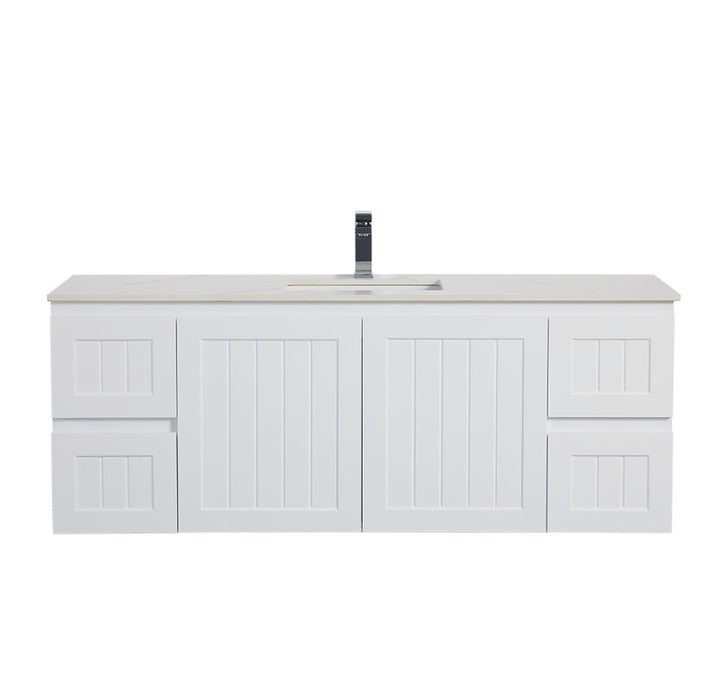 900-1500*460mm Acacia Matte White Bathroom Vanity Wall Hung Left/Right Drawers Cabinet Only and Ceramic/Stone Top Available - HD reno