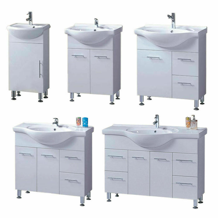 450-1200mm ROMA Semi-recessed White China Top With T Bar Handle Freestanding Bathroom Vanity