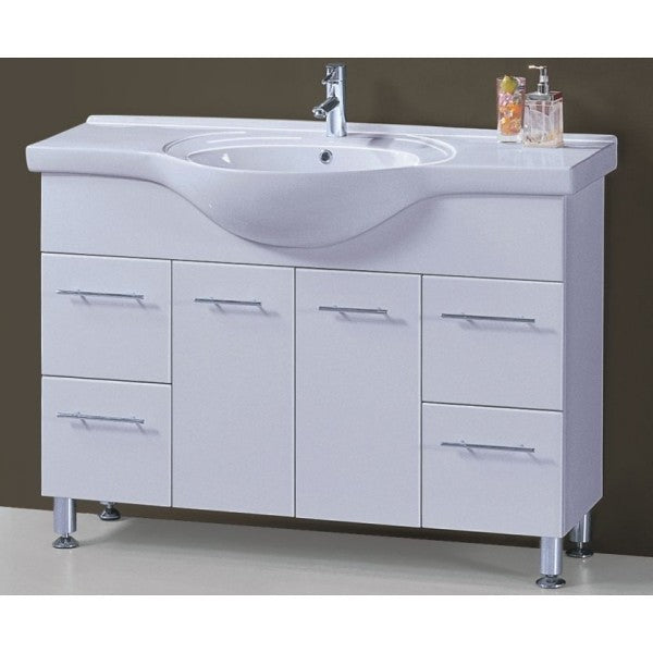 450-1200mm ROMA Semi-recessed White China Top With T Bar Handle Freestanding Bathroom Vanity