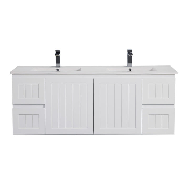 900-1500*460mm Acacia Matte White Bathroom Vanity Wall Hung Left/Right Drawers Cabinet Only and Ceramic/Stone Top Available - HD reno