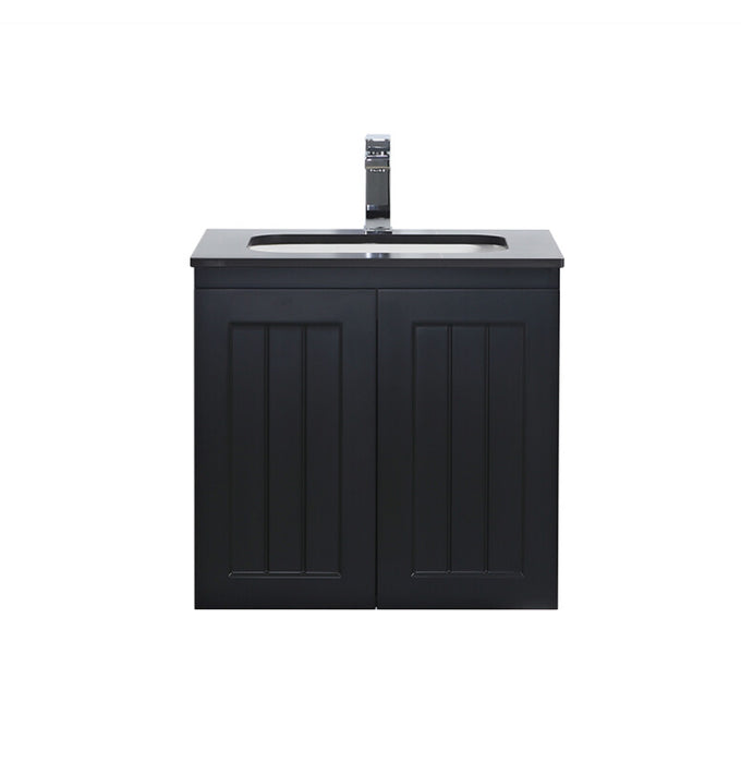 600-750*460mm Acacia Matte Black Bathroom Vanity Wall Hung Left/Right Drawers Cabinet Only and Ceramic/Stone Top Available - HD reno