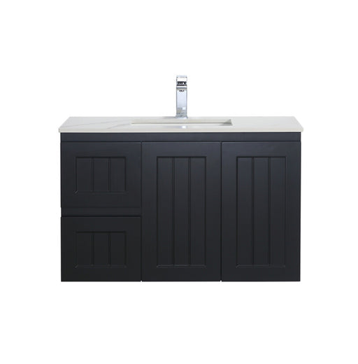 900-1500*460mm Acacia Matte Black Bathroom Vanity Wall Hung Left/Right Drawers Cabinet Only and Ceramic/Stone Top Available - HD reno