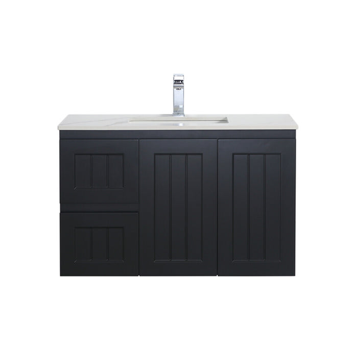 900-1500*460mm Acacia Matte Black Bathroom Vanity Wall Hung Left/Right Drawers Cabinet Only and Ceramic/Stone Top Available - HD reno